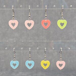 Women's Open Sugar Heart Valentine's Day Dangle Earrings - Gifts for Valentine